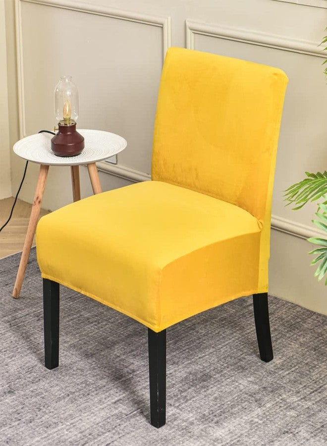 OBCREAT Armless Accent Chair Cover,High Stretch Slipper Chair Slipcovers Soft Velvet Armless Chair Covers with Elastic Bottom Plush Furniture Protector Cover for Living Room Home Hotel (Yellow) - Image 2